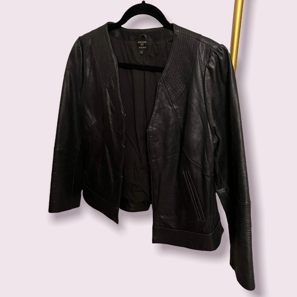special edition cropped sleeved genuine leather jacket KATE MOSS for TOPSHOP - Picture 1 of 6